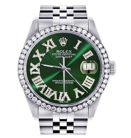 Moissanite Diamond Green Dial Datejust Watch