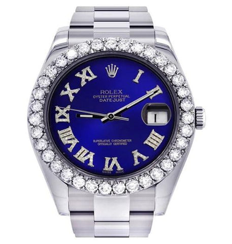 Moissanite Diamond Iced Out Blue Dial Wrist Watch