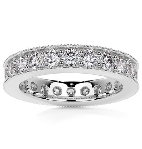 Moissanite Round Cut Filigree Wedding Band