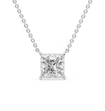 Princess Cut Moissanite Hidden Halo Pendant