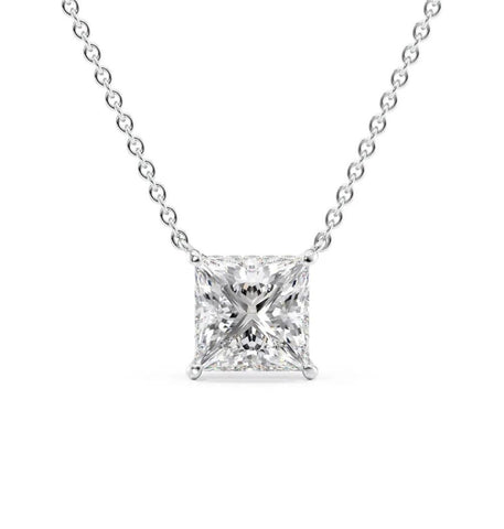 Princess Cut Moissanite Hidden Halo Pendant