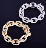 Iced Out VVS1 Moissanite Rolo Link Hip Hop Bracelet