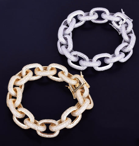 Iced Out VVS1 Moissanite Rolo Link Hip Hop Bracelet
