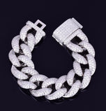925 Sterling Silver Iced Out Cuban link Men's Bracelet