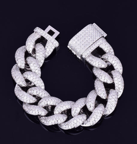 925 Sterling Silver Iced Out Cuban link Men's Bracelet