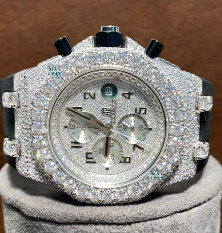 Iced Out Colorless Moissanite Rubber Strap Men's Watch For Her