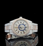 Dual Tone Iced Out Moissanite Diamond Stylish Men's Watch