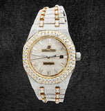 Iced Out Moissanite Diamond Dual Tone Men's Watch