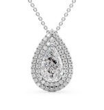 Moissanite Pear Cut Double Halo Pendant