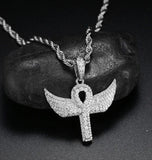 Colorless Moissanite Criss Cross With Wing  Rapper Style Pendant