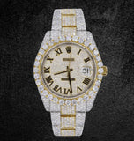 Iced Out Dual Tone Moissanite Diamond Datejust Watch For Him