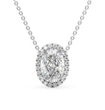 VVS1 Moissanite Oval Cut Halo Pendant For Her