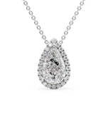 Moissanite Pear Cut Halo Pendant