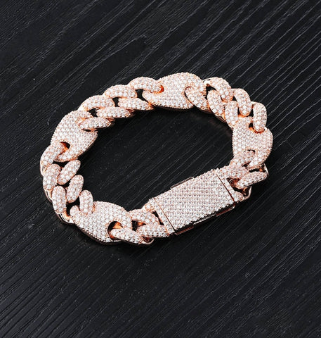 Figaro Link Iced Out Moissanite Hip Hop Bracelet
