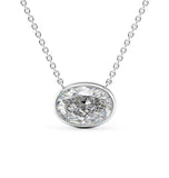 East To West Oval Cut Moissanite Solitaire Pendant