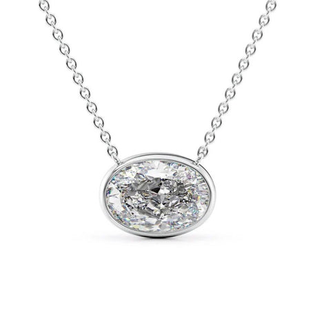 East To West Oval Cut Moissanite Solitaire Pendant