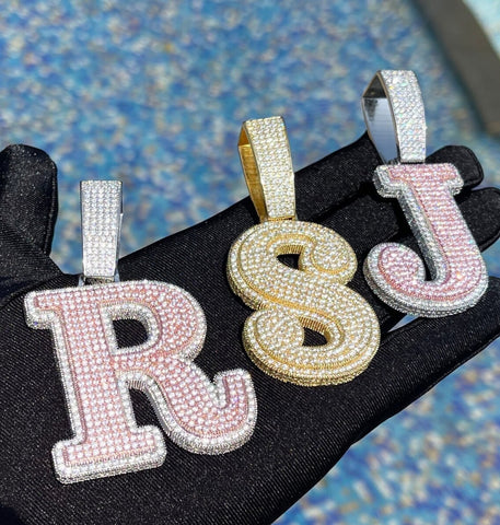 Personalized Iced Out Moissanite Alphabet Letter Pendant