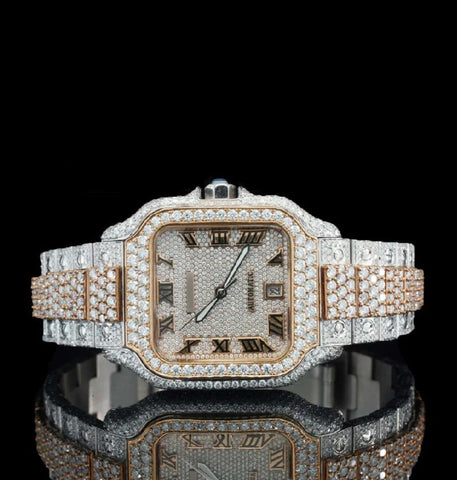 Dual Tone Moissanite Diamond Iced Out Luxury Watch