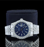 Luxury Blue Dial Iced Out Moissanite Diamond Watch