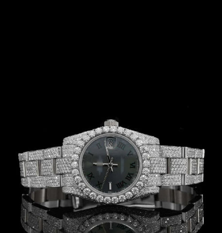 Iced Out Moissanite Diamond Black Dial Luxury Watch For Women