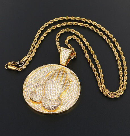 VVS1 Moissanite Iced Out Praying Hand Hip Hop Pendant
