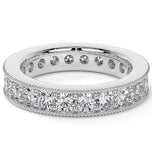 Moissanite Round Cut Filigree Wedding Band