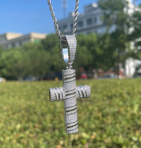 Iced Out Moissanite Diamond Unique Cross Pendant