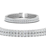 Round Cut Moissanite Double Row Tennis Bracelet