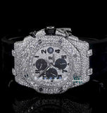 Iced Out Moissanite Diamond Rubber Chronograph Watch