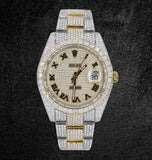 Dual Tone Moissanite Diamond Iced Out Watch