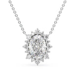 Moissanite Oval Cut Sunflower Halo Pendant