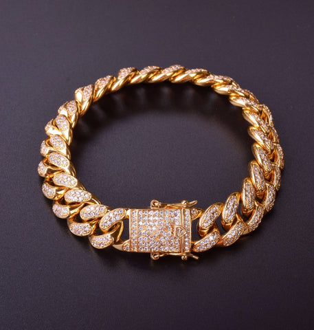 Cuban Link Iced Out VVS1 Moissanite Rapper Style Hip Hop Bracelet