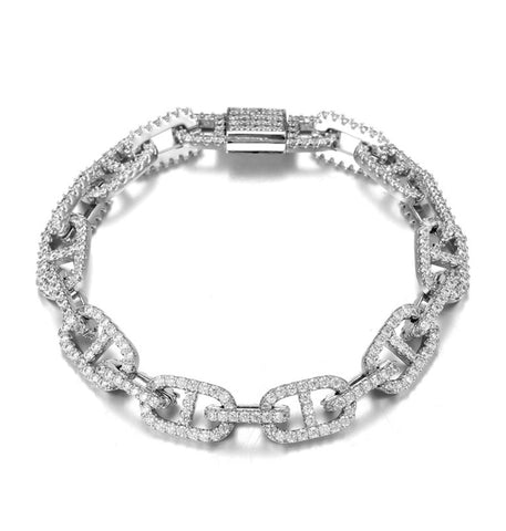 Round Cut Moissanite G Link Hip Hop Bracelet