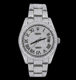 Iced Out Moissanite Roman Numeral Watch For Him