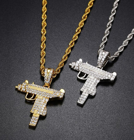 VVS1 Moissanite Iced Out Rapper Style Gun Design Hip Hop Pendant