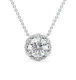 Round Cut Moissanite Unique Halo Daily Wear Pendant