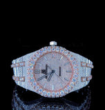 Iced Out Moissanite Diamond Dual Tone Classic Watch For Men's