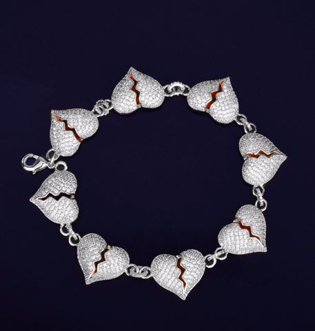 Iced Out Moissanite Broken Heart Hip Hop Brtacelet