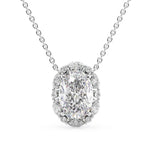 Oval Cut Moissanite Unique Halo Pendant For Her