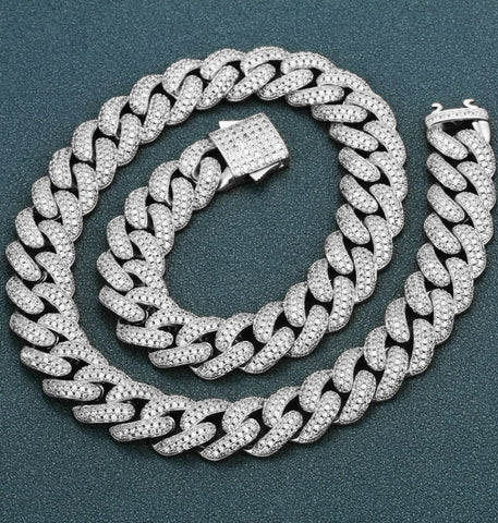 Iced Out Moissanite Diamond Cuban Link Rapper Style Chain