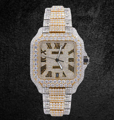 Moissanite Diamond Dual Tone Iced Out Watch