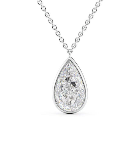 Pear Cur Bezel Set Moissanite Solitaire Pendant