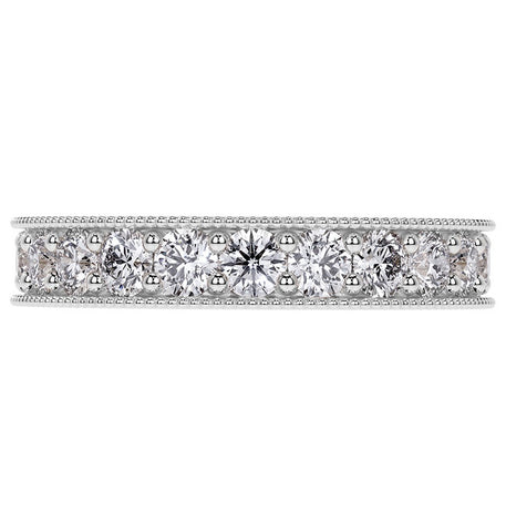 Moissanite Round Cut Filigree Wedding Band