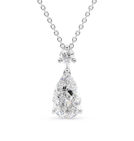 Pear Cut Moissanite Hidden Halo Pendant