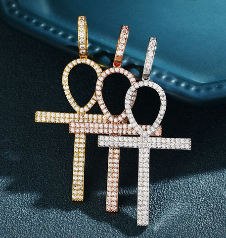 Colorless Iced Out Moissanite Diamond Cross Pendant