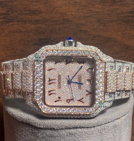 Rose & White Luxury Moissanite Diamond Men's Watch