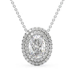 Oval Cut Moissanite Double Halo Pendant