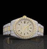 Dual Tone Moissanite Diamond Iced Out Datejust Watch