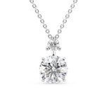 Moissanite Round Cut Hidden Halo Pendant For Her