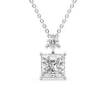 Moissanite Princess Cut Hidden Halo Pendant